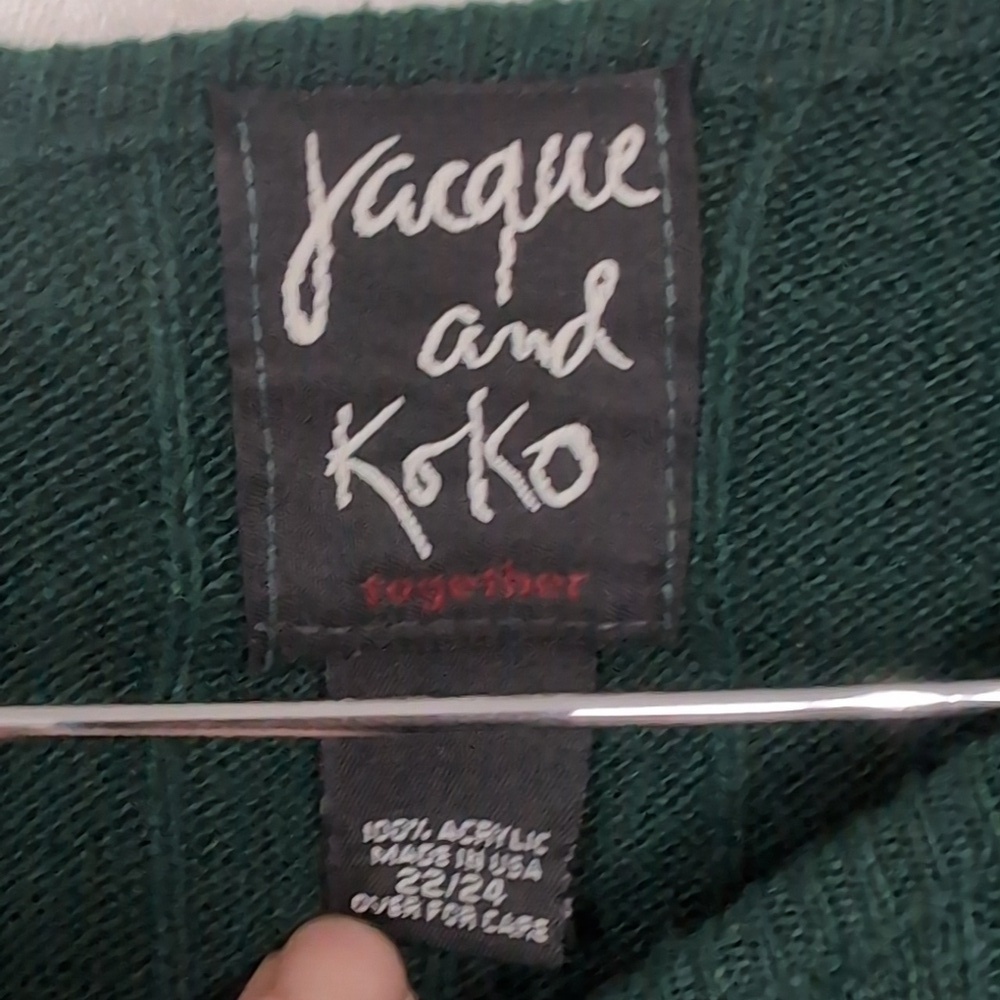 Vintage Jacque and Koko Forest Green Sweater Size 22/24 - Picture 3 of 6